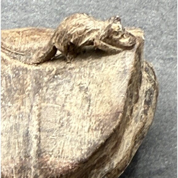 Vintage Hand Carved Wooden Shoe W/Mouse On Toe Primitive Folk Art Solid - Picture 4 of 11